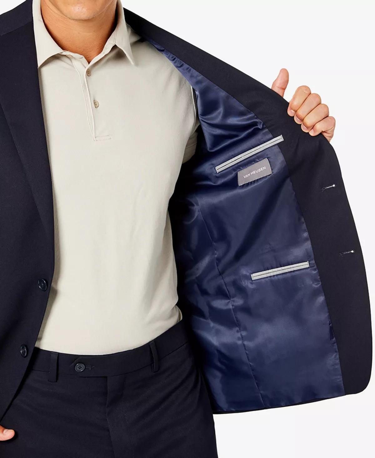 Van Heusen Mens Classic fit 2 Piece Suit 36 R / 29 Waist Navy Blue Solid
