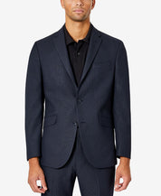 KENNETH COLE Men's Suit 36S / 29 x 32 Navy Blue Birdseye Slim-Fit Flex Stretch