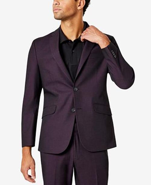 KENNETH COLE Men's Suit 42R / 35 x 32 Purple Slim-Fit Ready Flex Stretch