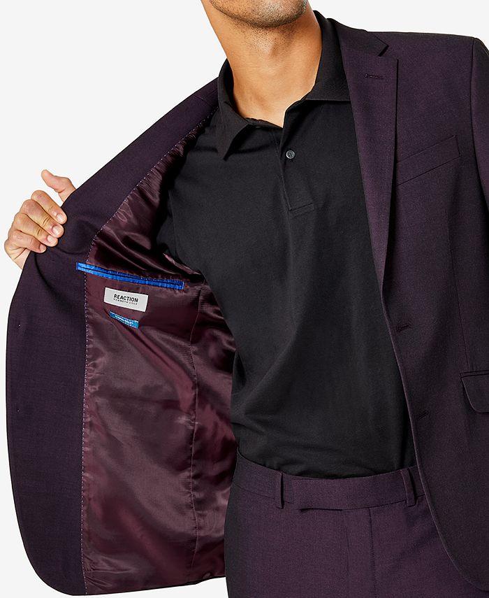 Kenneth Cole Reaction Men's Slim-Fit Purple Suit 44R Jacket 37 x 32 Pants