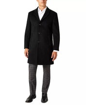 Kenneth Cole Mens Classic fit Overcoat Coat 44 L Black Solid