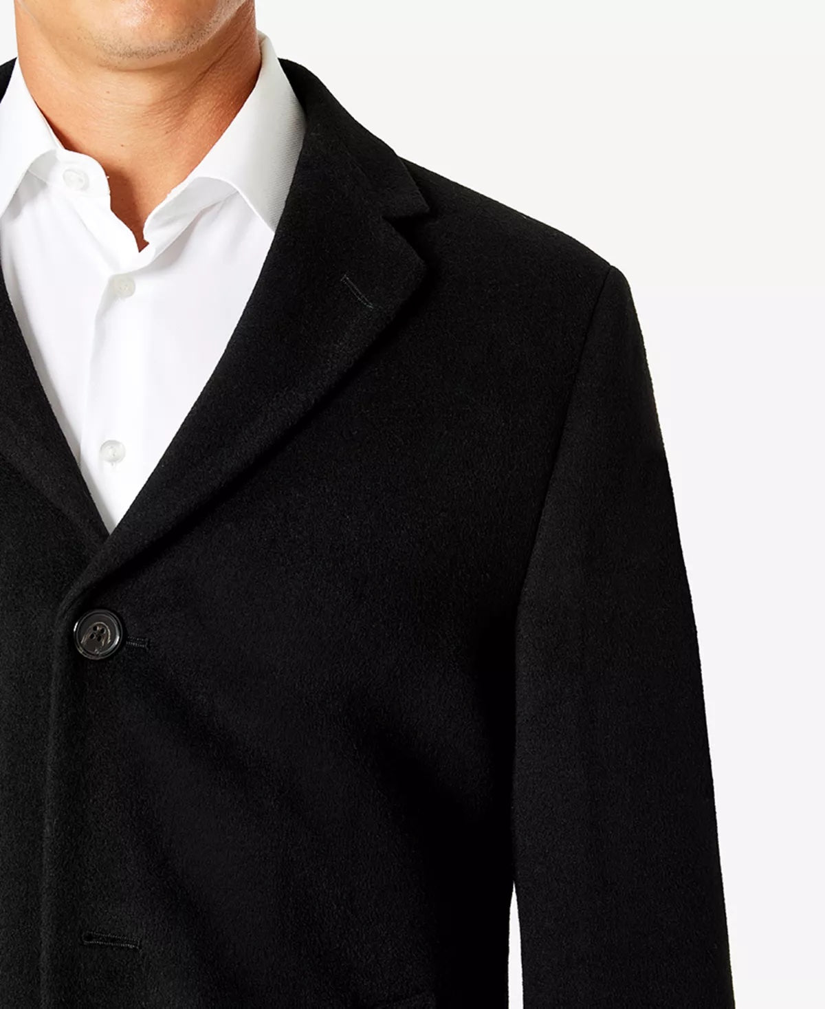 Kenneth Cole Mens Classic fit Overcoat Coat 44 S Black Solid