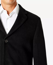 Kenneth Cole Mens Classic fit Overcoat Coat 40 L Black Solid