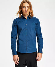 Hugo Boss Men's Slim Fit Logo Button Down Shirt Dark Blue Small