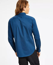 Hugo Boss Men's Slim Fit Logo Button Down Shirt Dark Blue Small