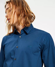 Hugo Boss Men's Slim Fit Logo Button Down Shirt Dark Blue Small