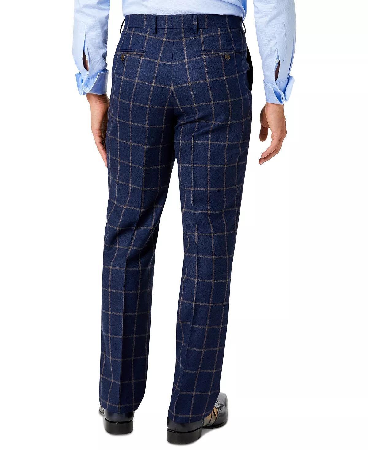 Tayion Collection Men's Classic fit Wool Suit Pants Navy 40 X 32