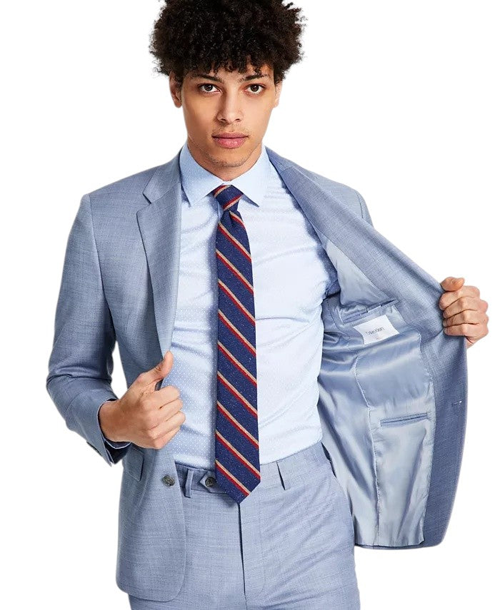 Calvin Klein Mens Skinny fit Suit Jacket Blazer 36 R Powder Blue Solid Stretch
