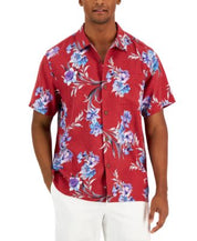 Tommy Bahama Men's Bordeaux Blooms Silk Shirt  Sangria Red  Size Large