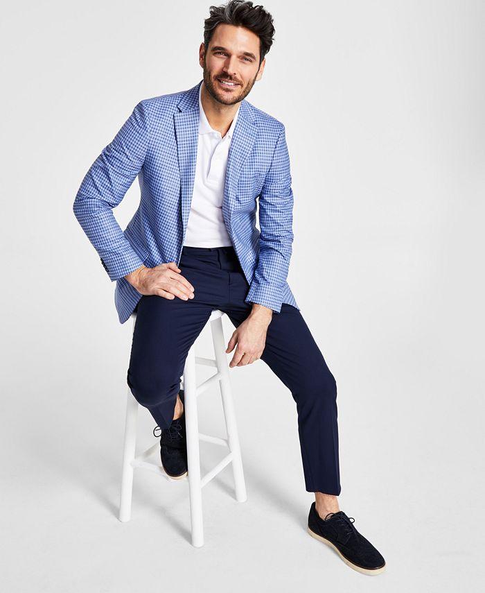 Tommy Hilfiger Mens Modern fit Sport Coat Blazer 40 L Blue Check