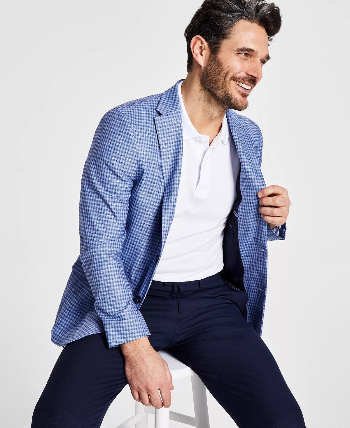 Tommy Hilfiger Mens Modern fit Sport Coat Blazer 36 R Light Blue Check