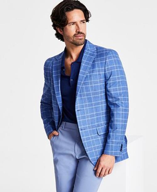Tommy Hilfiger Men's Blue Check Sport Coat Blue 36R Blazer