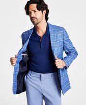 Tommy Hilfiger Men's Blue Check Modern Fit Sport Coat Blue 36R