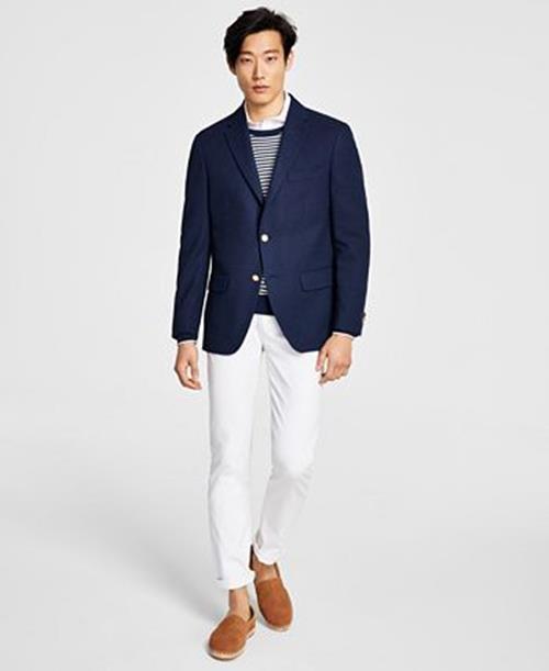 Tommy Hilfiger Mens Modern Fit Navy Weave Sport Coat 40L