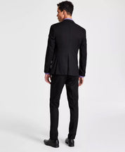 Kenneth Cole Mens Slim fit 2 Piece Suit 46 R / 40 Waist Black Solid Stretch