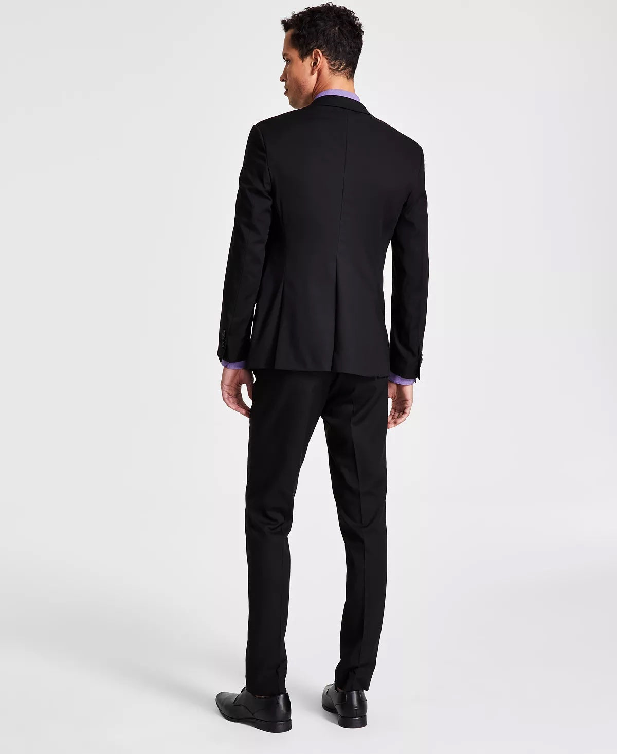 Kenneth Cole Reaction Mens Slim fit 2 Piece Suit 44 L / 37 Waist Black Stretch