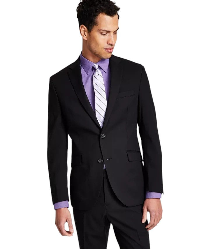 Kenneth Cole Mens Slim fit 2 Piece Suit 38 S / 31 Waist Black Solid