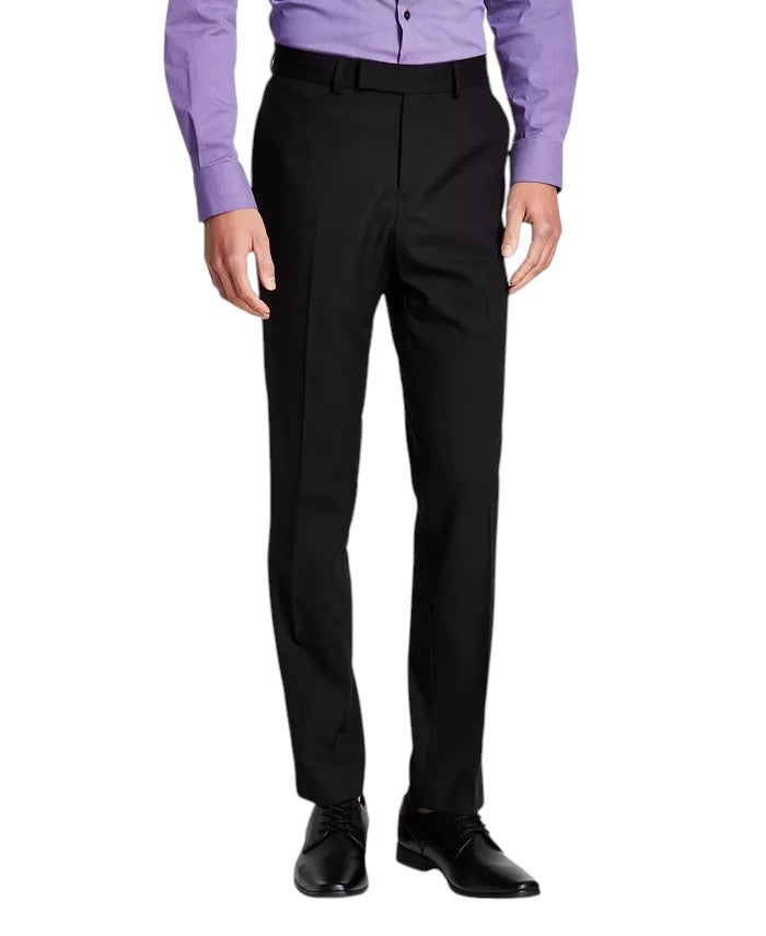 Kenneth Cole Mens Slim fit 2 Piece Suit 36 R / 29 Waist Black Solid