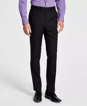 Kenneth Cole Mens Slim fit 2 Piece Suit 44 L / 37 Waist Black Solid Stretch