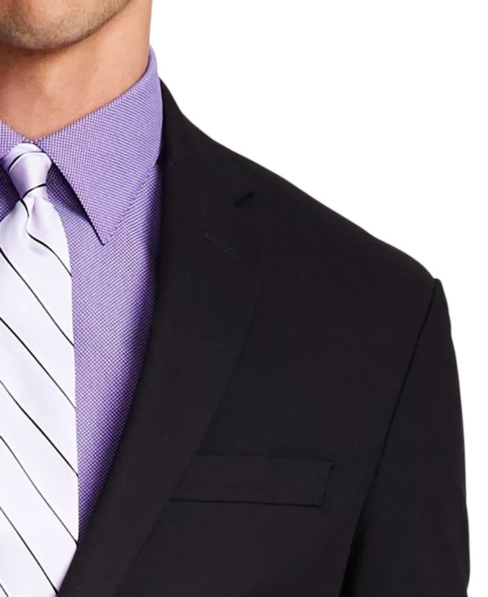 Kenneth Cole Mens Slim fit 2 Piece Suit 36 R / 29 Waist Black Solid