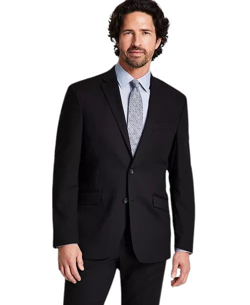 Kenneth Cole Mens Slim fit Suit Jacket Blazer 40 L Black Solid Stretch
