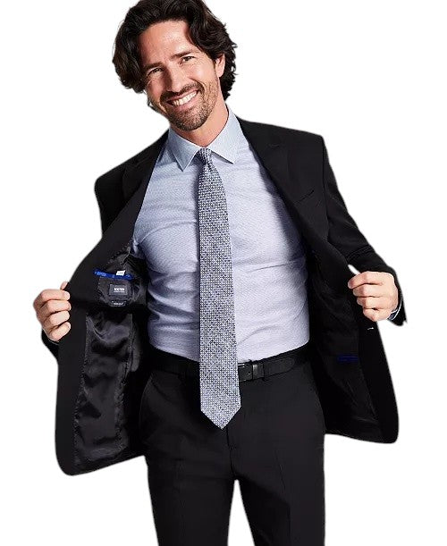 Kenneth Cole Mens Slim fit Suit Jacket Blazer 46 R Black Solid