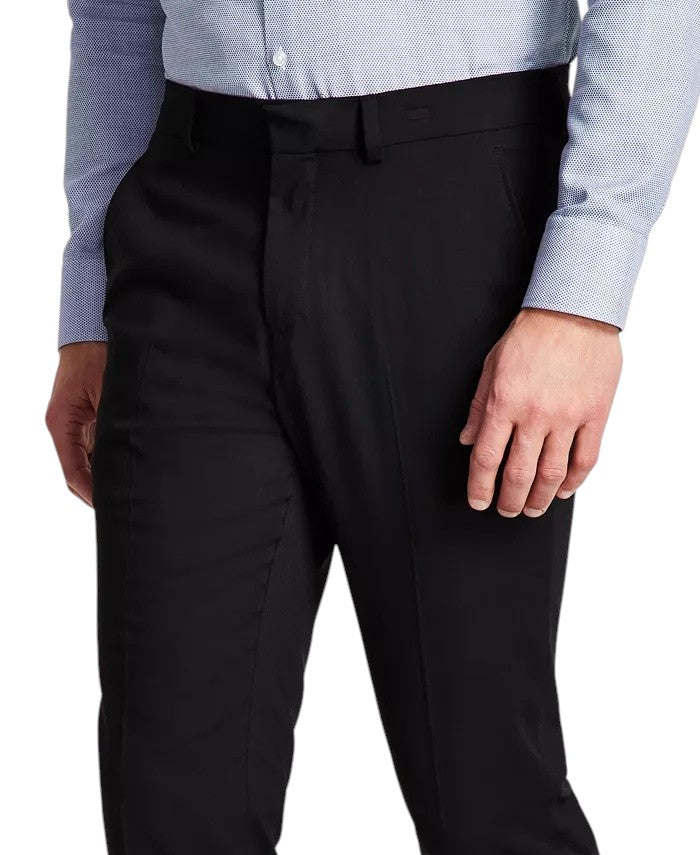 Kenneth Cole Mens Slim fit Dress Pants 38 / 30 Black Solid Stretch
