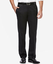 Haggar Mens Straight fit Chinos Pants 42 / 30 Black Solid Stretch
