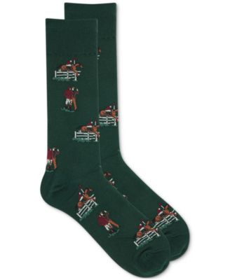 Polo Ralph Lauren 1 Pair Men's Socks Hunter Green Pony and Rider Print