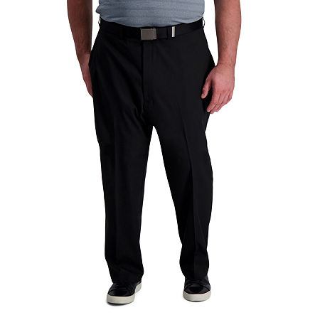 Haggar Mens Classic fit Dress Pants 48 / 30 Black Solid
