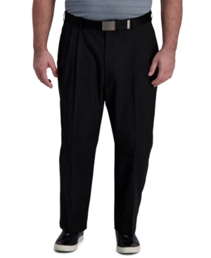 Haggar Mens Classic fit Dress Pants 44 / 30 Black Solid