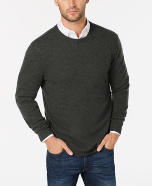 Club Room Mens Regular fit Long Sleeve Crewneck Sweater Medium Crew Neck Grey Solid