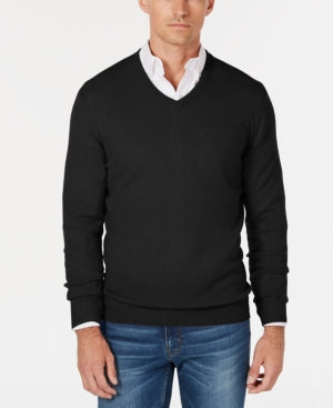 Club Room Men's Vneck Cashmere Sweater Black Large
