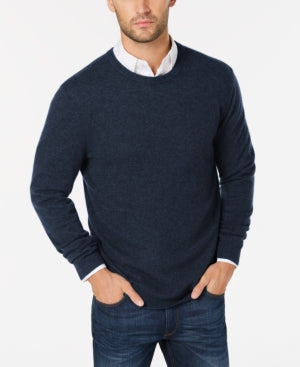 Club Room Cashmere Crewneck Sweater Navy Heather Size L