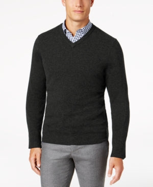 Club Room Men's Dark Gray Vneck Cashmere Sweater Xl