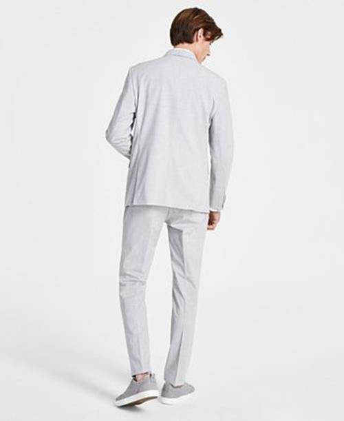 Kenneth Cole Reaction Mens Slim-Fit Suit Silver 44 R / 35 X 32