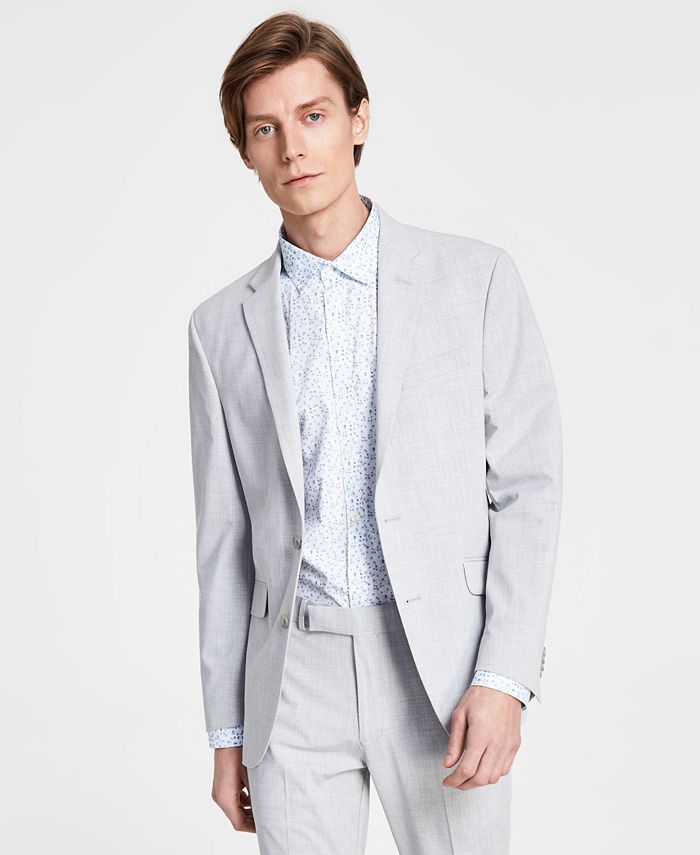 Kenneth Cole Reaction Mens Slim-Fit Suit Silver 44 R / 35 X 32