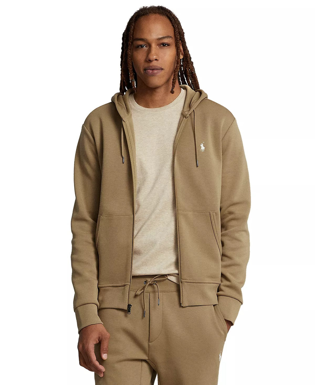 Polo Ralph Lauren Men's Tech Fleece Full Zip Hoodie Sweatshirt Brown Medium