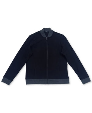Alfani Men's Zip Front Sweater Jacket Black Small