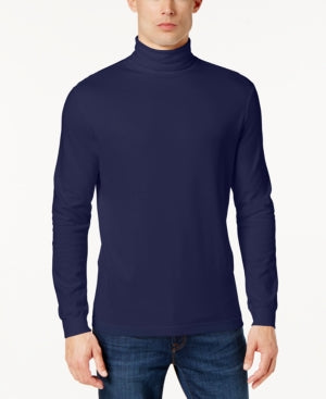 Club Room Men's Solid Turtleneck Long Sleeve Shirt Blue Large