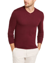 Club Room Mens Performance V Neck T Shirt Red Plum Heather Large