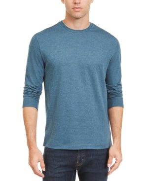 Club Room Men's Long Sleeve Doubler Crewneck T-Shirt Blue Wing Medium
