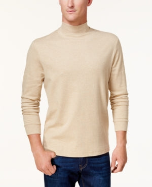 Club Room Men's Solid Turtleneck Shirt Toast Heather Beige Large