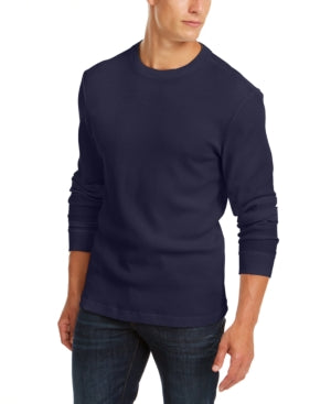 Club Room Men Thermal Crewneck Shirt Navy Blue Size Small