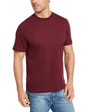 Club Room Mens Red Plum Solid Short Sleeve Crewneck T Shirt Small