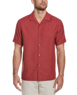 Cubavera Men's Linen Blend Big Tall Dobby Camp Shirt Red 3XL