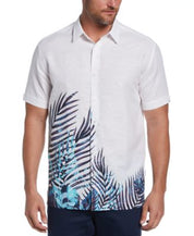 Cubavera Men's Leaf Print Shirt Xl Brilliant White