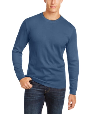Club Room Mens Long Sleeve Crewneck Shirt Blue Wing Large