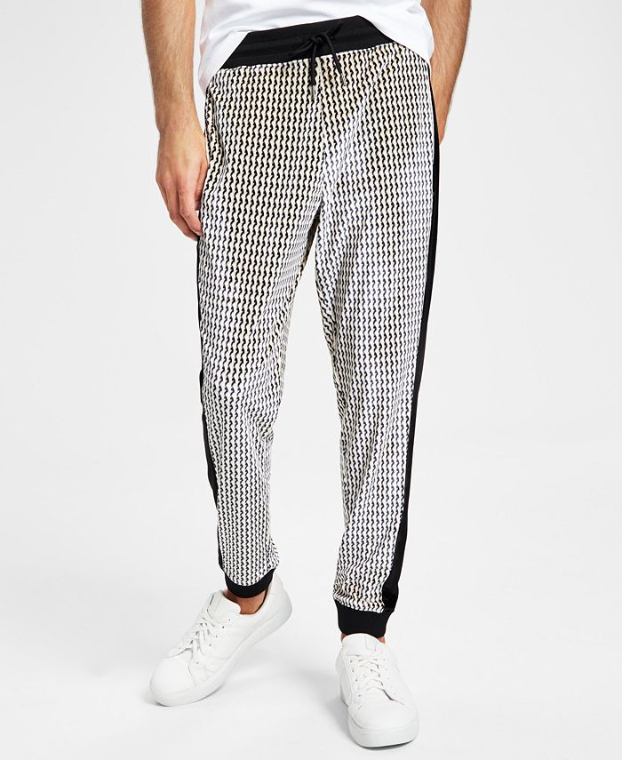 International Concepts Men's Squiggly Lines Drawstring Velour Pants Small
