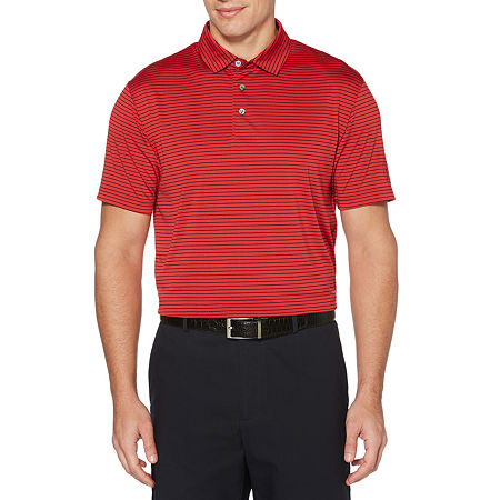 PGA Tour Golf Men Regular fit Short Sleeve Polo Shirt Small Red Striped
